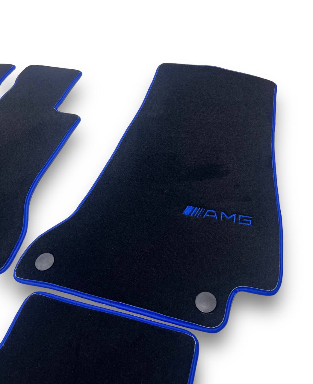 MERCEDES-BENZ Carpet Luxury Car Floor Mats | Fits A-B-C-CL Series-E-EQ Series-S-SL Series-G-GL Series-ML-MAYBACH-R-AMG Models | Blue Edging & Logo