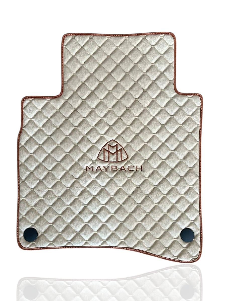 MAYBACH MERCEDES-BENZ Leather Luxury Car Floor Mats | Fits S-Series, GLS, EQS SUV, G-Series And More Models | Beige Leather & Beige Stitch