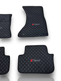 Tappetini auto di lusso in pelle compatibili con BMW | Adatti per Serie 1, 2, 3, 4, 5, 6, 7, 8, X1, X2, X3, X4, X5, X6, X7, XM, Z4, i4, i5, i7, iX, M2, M3, M4, M5, M8 e altri | Pelle nera e cuciture nere