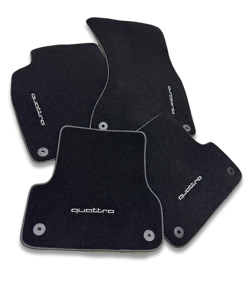 Luxury Carpet Car Floor Mats Compatible With AUDI Models | Fits A1, A2, A3, A4, A5, A6, A7, A8, Q2, Q3, Q4 e-tron, Q5, Q6 e-tron, Q7, Q8, Q8 e-tron, e-tron GT, TT, R8, Allroad, S, RS models | Black Edging