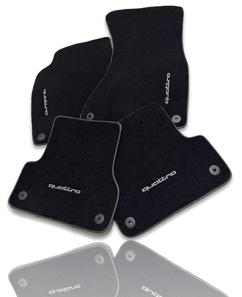 Luxury Carpet Car Floor Mats Compatible With AUDI Models | Fits A1, A2, A3, A4, A5, A6, A7, A8, Q2, Q3, Q4 e-tron, Q5, Q6 e-tron, Q7, Q8, Q8 e-tron, e-tron GT, TT, R8, Allroad, S, RS models | Black Edging