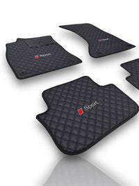Tappetini auto di lusso in pelle compatibili con BMW | Adatti per Serie 1, 2, 3, 4, 5, 6, 7, 8, X1, X2, X3, X4, X5, X6, X7, XM, Z4, i4, i5, i7, iX, M2, M3, M4, M5, M8 e altri | Pelle nera e cuciture nere
