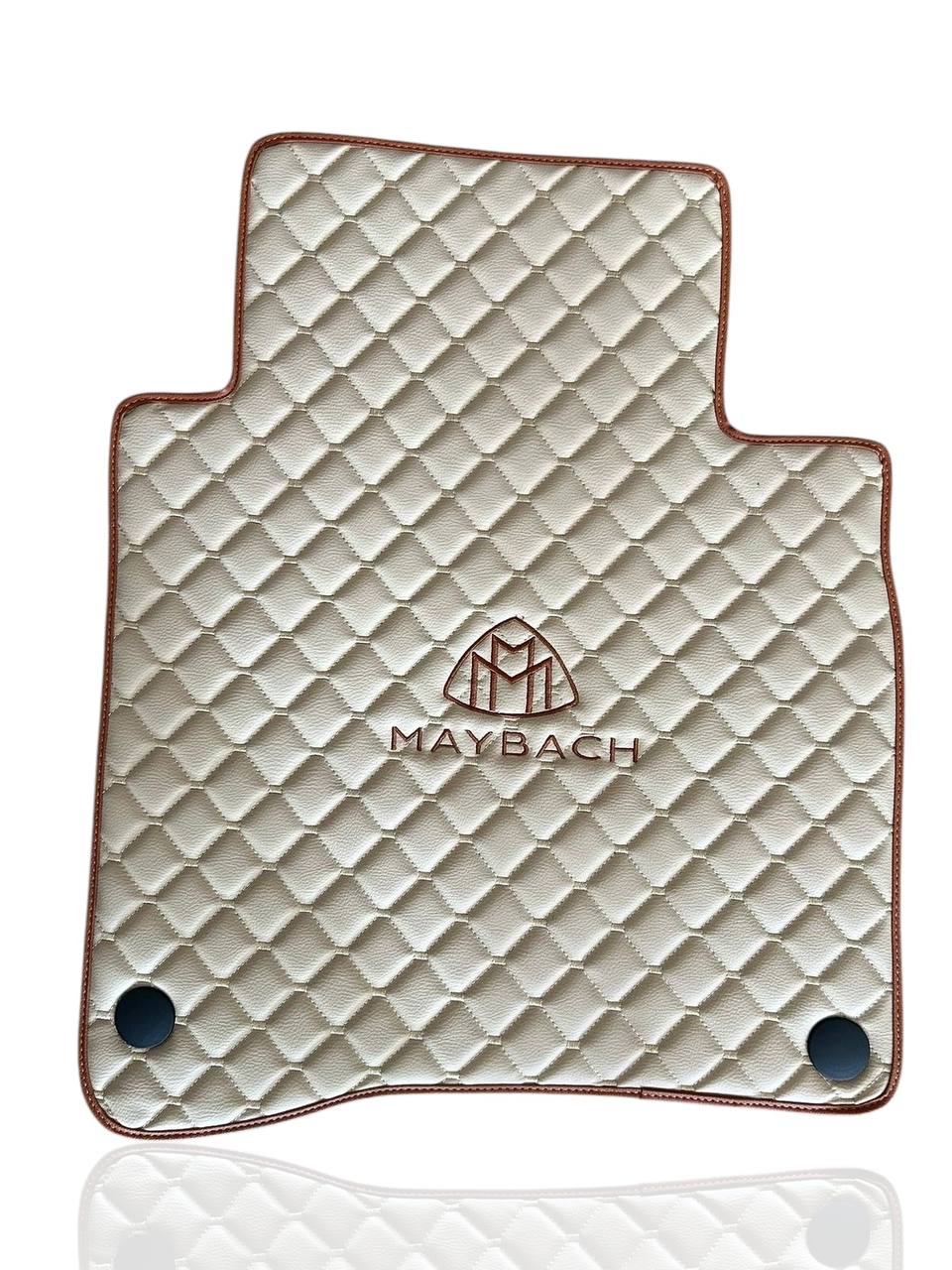 MAYBACH MERCEDES-BENZ Tapis de sol de voiture de luxe en cuir | Convient aux séries S, GLS, SUV EQS, séries G et autres modèles | Cuir beige et couture beige