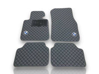 Tappetini auto di lusso in pelle compatibili con BMW | Adatti per Serie 1, 2, 3, 4, 5, 6, 7, 8, X1, X2, X3, X4, X5, X6, X7, XM, Z4, i4, i5, i7, iX, M2, M3, M4, M5, M8 e altri | Pelle grigia e cuciture grigie
