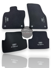Luxuriöse Autofußmatten aus Teppich für Audi | Passend für A1, A3, A4, A5, A6, A7, A8, Q2, Q3, Q4, Q5, Q6, Q7, Q8, e-tron GT, TT, R8, S, RS und mehr | Schwarze Einfassung