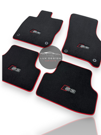 Luxury Carpet Car Floor Mats Compatible With Audi | Fits A3 / S3 / RS3 Models | Custom-Fit, Embroidered Logo & Made to Order | Red Edging