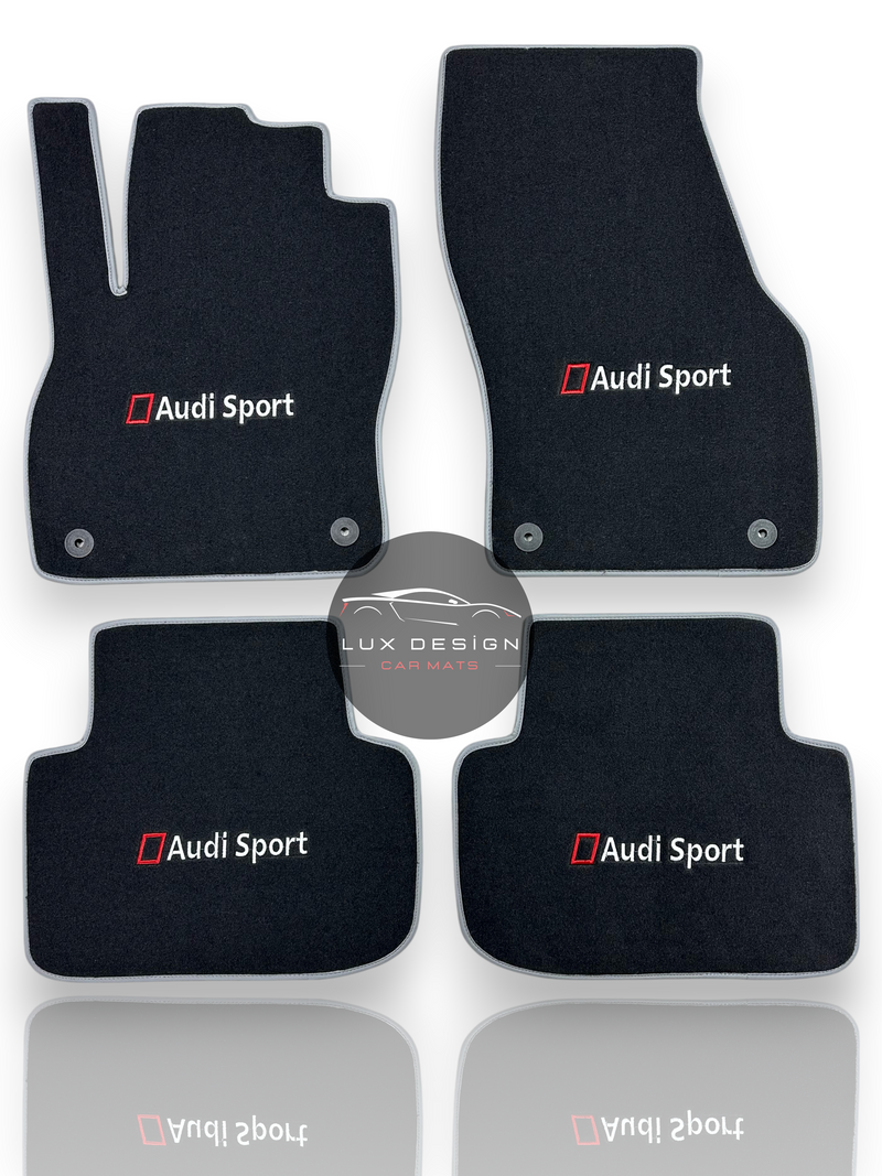 Luxuriöse Autofußmatten aus Teppich für Audi | Passend für A1, A3, A4, A5, A6, A7, A8, Q2, Q3, Q4, Q5, Q6, Q7, Q8, e-tron GT, TT, R8, S, RS und mehr | Schwarze Einfassung