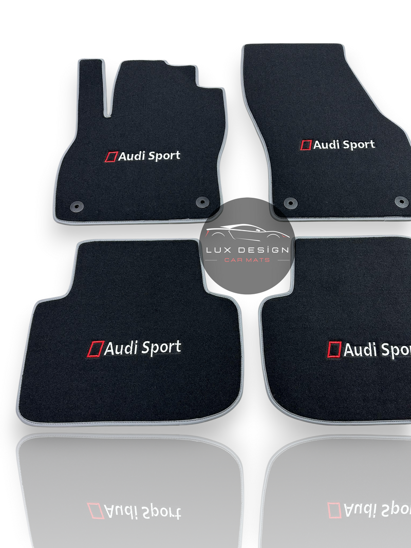 Luxuriöse Autofußmatten aus Teppich für Audi | Passend für A1, A3, A4, A5, A6, A7, A8, Q2, Q3, Q4, Q5, Q6, Q7, Q8, e-tron GT, TT, R8, S, RS und mehr | Schwarze Einfassung