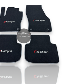 Luxuriöse Autofußmatten aus Teppich für Audi | Passend für A1, A3, A4, A5, A6, A7, A8, Q2, Q3, Q4, Q5, Q6, Q7, Q8, e-tron GT, TT, R8, S, RS und mehr | Schwarze Einfassung