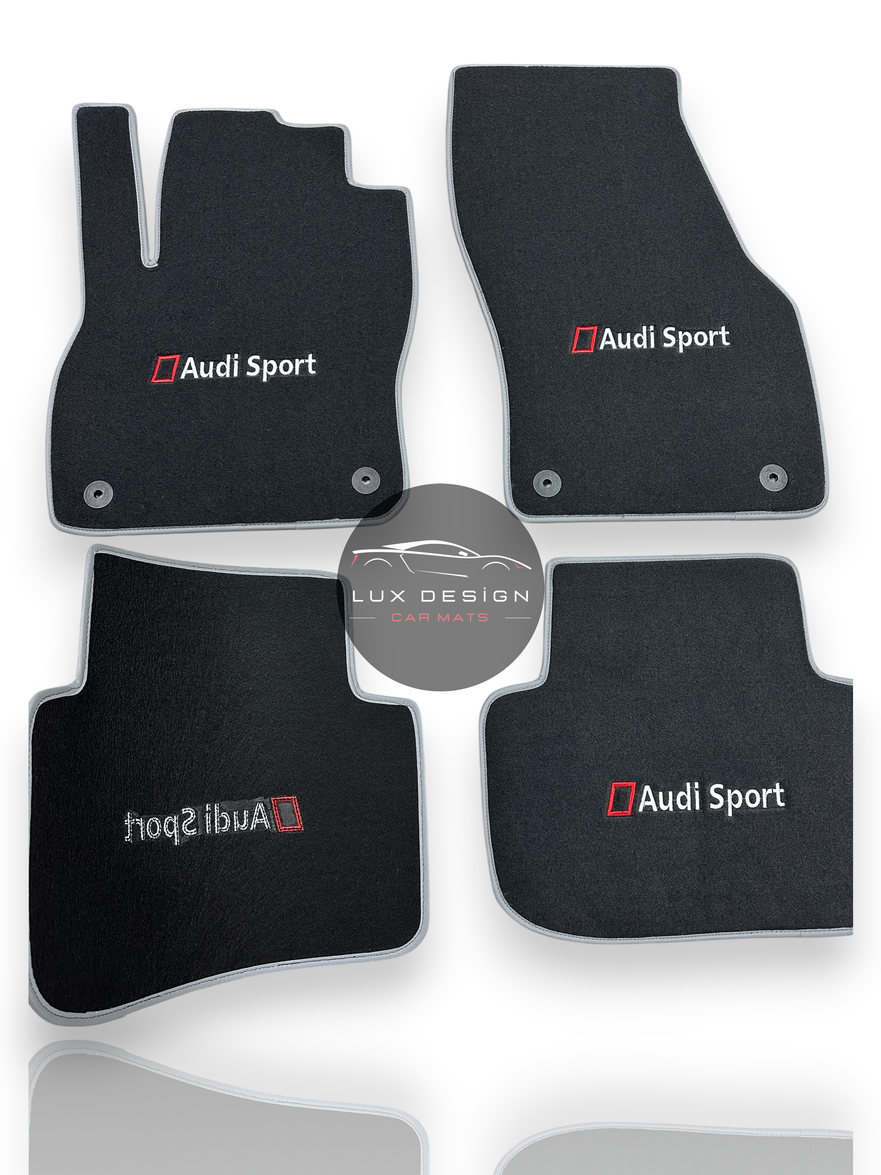 Luxuriöse Autofußmatten aus Teppich für Audi | Passend für A1, A3, A4, A5, A6, A7, A8, Q2, Q3, Q4, Q5, Q6, Q7, Q8, e-tron GT, TT, R8, S, RS und mehr | Schwarze Einfassung