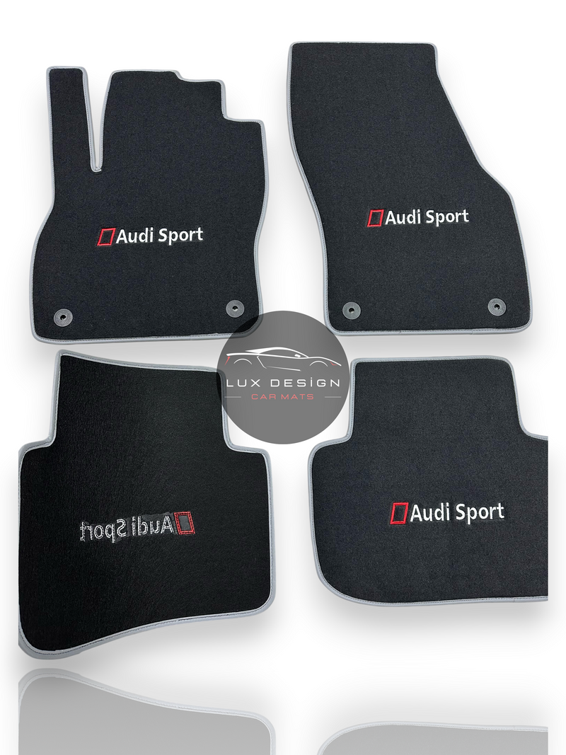 Luxuriöse Autofußmatten aus Teppich für Audi | Passend für A1, A3, A4, A5, A6, A7, A8, Q2, Q3, Q4, Q5, Q6, Q7, Q8, e-tron GT, TT, R8, S, RS und mehr | Schwarze Einfassung