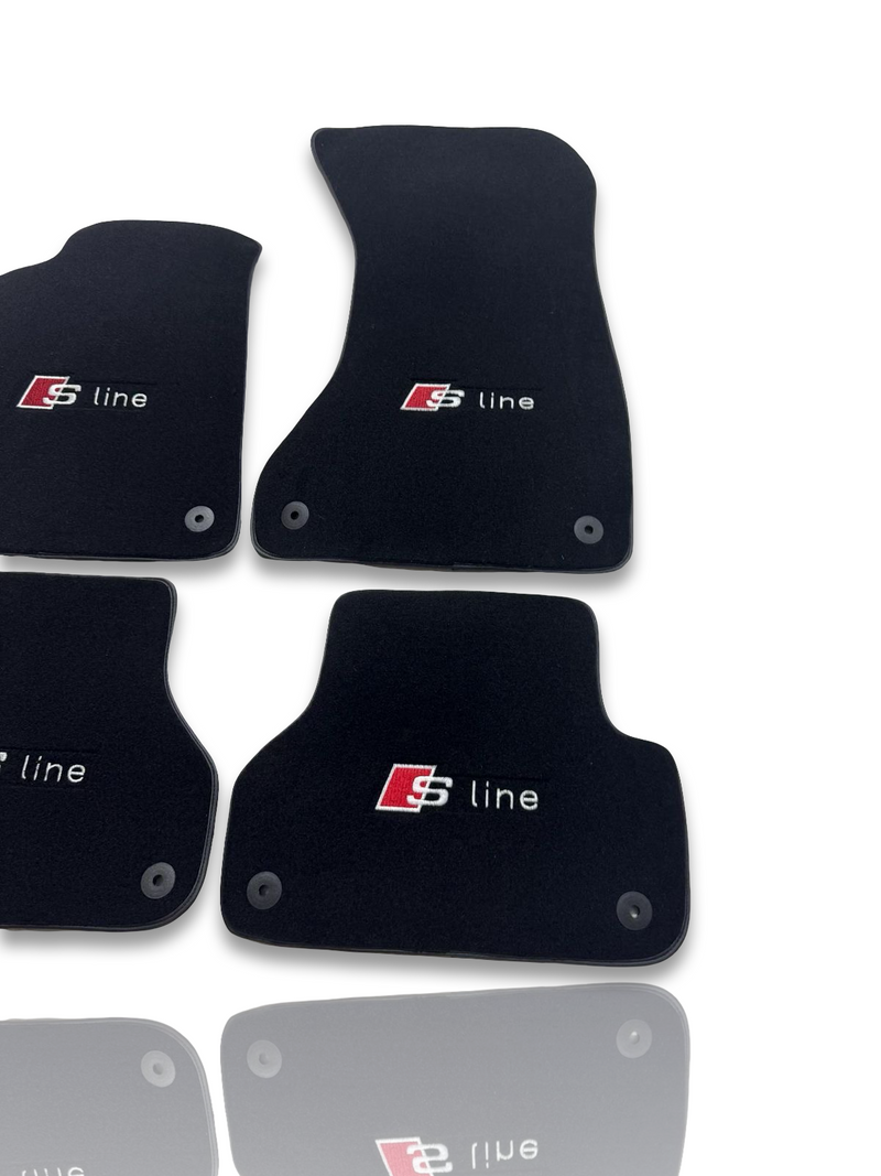 Luxury Carpet Car Floor Mats Compatible With AUDI Models | Fits A1, A2, A3, A4, A5, A6, A7, A8, Q2, Q3, Q4 e-tron, Q5, Q6 e-tron, Q7, Q8, Q8 e-tron, e-tron GT, TT, R8, Allroad, S, RS models | Black Edging