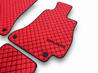 Luxury Leather Car Floor Mats Compatible With Mercedes-Benz | Fits A, B, C, E, S, G-Class, CLA, CLE, CLS, GLA, GLB, GLC, GLE, GLS, SL, EQ, AMG, Maybach & More | Red Leather & Black Stitch
