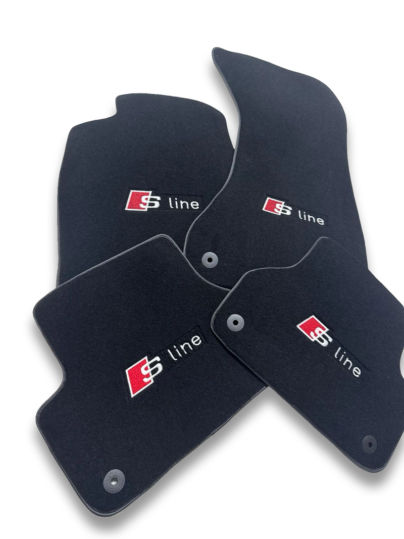 Luxury Carpet Car Floor Mats Compatible With AUDI Models | Fits A1, A2, A3, A4, A5, A6, A7, A8, Q2, Q3, Q4 e-tron, Q5, Q6 e-tron, Q7, Q8, Q8 e-tron, e-tron GT, TT, R8, Allroad, S, RS models | Black Edging
