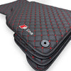 AUDİ Leather Premium Luxury Car Floor Mat Set Black And Red Stitch