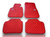Luxe lederen automatten compatibel met BMW | Geschikt voor 1-, 2-, 3-, 4-, 5-, 6-, 7- en 8-serie, X1, X2, X3, X4, X5, X6, X7, XM, Z4, i4, i5, i7, iX, M2, M3, M4, M5, M8 en meer | Rood leer en rode stiksels
