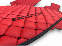Luxury Leather Car Floor Mats Compatible With Mercedes-Benz | Fits A, B, C, E, S, G-Class, CLA, CLE, CLS, GLA, GLB, GLC, GLE, GLS, SL, EQ, AMG, Maybach & More | Red Leather & Black Stitch