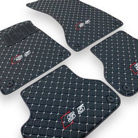 AUDİ A5 / S5 / RS5 Leather Premium Luxury Car Floor Mat Set Black And White Stitch