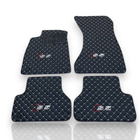 AUDİ A5 / S5 / RS5 Leather Premium Luxury Car Floor Mat Set Black And White Stitch