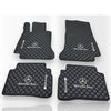 MERCEDES-BENZ Leather Premium Luxury Car Floor Mat Set Black And Black Stitch