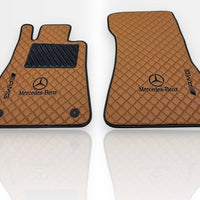 MERCEDES-BENZ Leather Premium Luxury Car Floor Mat Set Brown