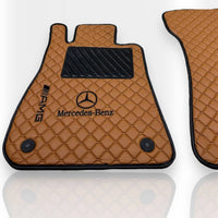 MERCEDES-BENZ Leather Premium Luxury Car Floor Mat Set Brown