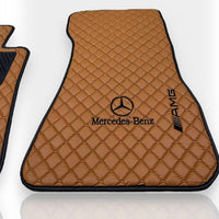 MERCEDES-BENZ Leather Premium Luxury Car Floor Mat Set Brown