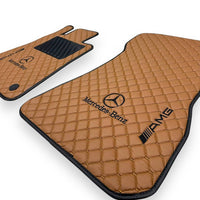 MERCEDES-BENZ Leather Premium Luxury Car Floor Mat Set Brown