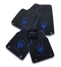 Luxury Carpet Car Floor Mats Compatible With Maserati | Fits Ghibli, Quattroporte, GranTurismo, GranCabrio, Levante, Grecale, MC20, MCPURA, 4200 GT & More | Blue Edging