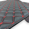 BMW Leather Premium Luxury Car Floor Mat Set Black And Red Stitch