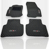 AUDİ Leather Premium Luxury Car Floor Mat Set Black And Yellow Stitch