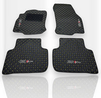 Luxury Leather Car Floor Mats Compatible With AUDI Models | Fits A1, A2, A3, A4, A5, A6, A7, A8, Q2, Q3, Q4 e-tron, Q5, Q6 e-tron, Q7, Q8, Q8 e-tron, e-tron GT, TT, R8, Allroad, S, RS models | Black Leather & Brown Stitch
