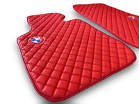 Luxe lederen automatten compatibel met BMW | Geschikt voor 1-, 2-, 3-, 4-, 5-, 6-, 7- en 8-serie, X1, X2, X3, X4, X5, X6, X7, XM, Z4, i4, i5, i7, iX, M2, M3, M4, M5, M8 en meer | Rood leer en rode stiksels