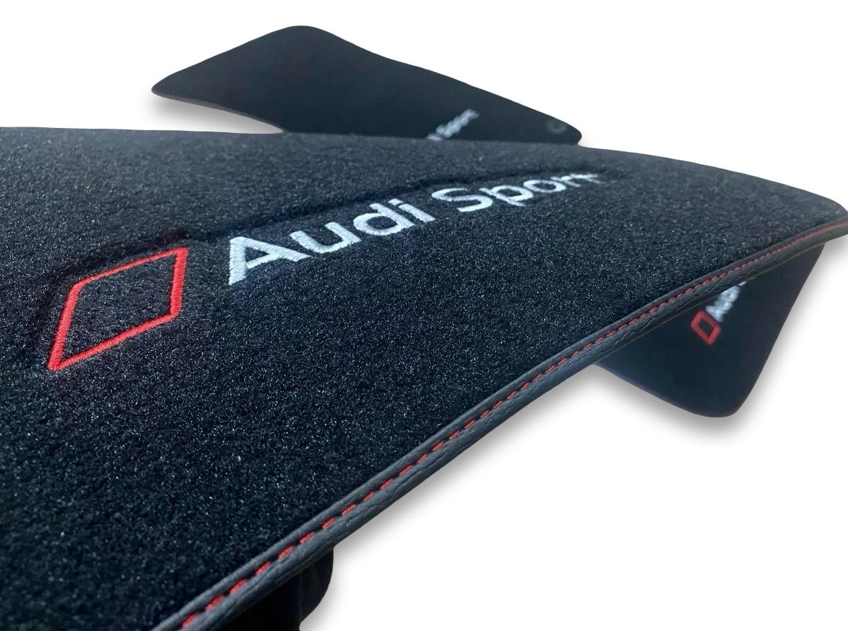 Tapis de sol de voiture de luxe AUDİ Carpet | Compatible avec les modèles A1-A3-A4-A5-A6-A7-A8-Q2-Q3-Q4-Q5-Q7-Q8-S-RS-TT-R8-E Tron | Bordure noire