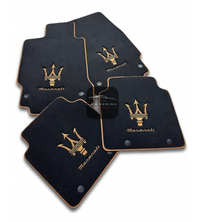 Luxury Carpet Car Floor Mats Compatible With Maserati | Fits Ghibli, Quattroporte, GranTurismo, GranCabrio, Levante, Grecale, MC20, MCPURA, 4200 GT & More | Brown Edging