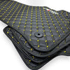 AUDİ Leather Premium Luxury Car Floor Mat Set Black And Yellow Stitch