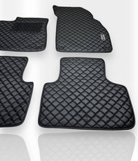 Luxury Leather Car Floor Mats Compatible With AUDI Models | Fits A1, A2, A3, A4, A5, A6, A7, A8, Q2, Q3, Q4 e-tron, Q5, Q6 e-tron, Q7, Q8, Q8 e-tron, e-tron GT, TT, R8, Allroad, S, RS models | Black Leather & Black Stitch