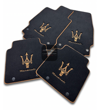 Luxury Carpet Car Floor Mats Compatible With Maserati | Fits Ghibli, Quattroporte, GranTurismo, GranCabrio, Levante, Grecale, MC20, MCPURA, 4200 GT & More | Brown Edging