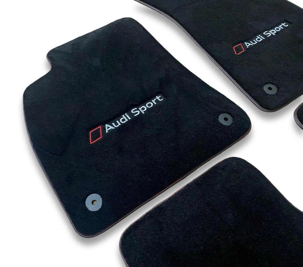 Tapis de sol de voiture de luxe AUDİ Carpet | Compatible avec les modèles A1-A3-A4-A5-A6-A7-A8-Q2-Q3-Q4-Q5-Q7-Q8-S-RS-TT-R8-E Tron | Bordure noire