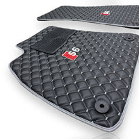 AUDİ A6 / S6 / RS6 Leather Premium Luxury Car Floor Mat Set Black And Gray Stitch