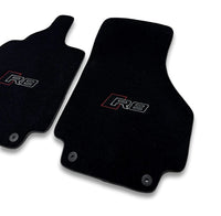 Tapis de sol de voiture en moquette de luxe compatibles avec Audi | Conviennent aux modèles R8 | Sur mesure, logo brodé et fabriqués à la commande | Bordure noire