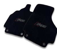 Tapis de sol de voiture en moquette de luxe compatibles avec Audi | Conviennent aux modèles R8 | Sur mesure, logo brodé et fabriqués à la commande | Bordure noire