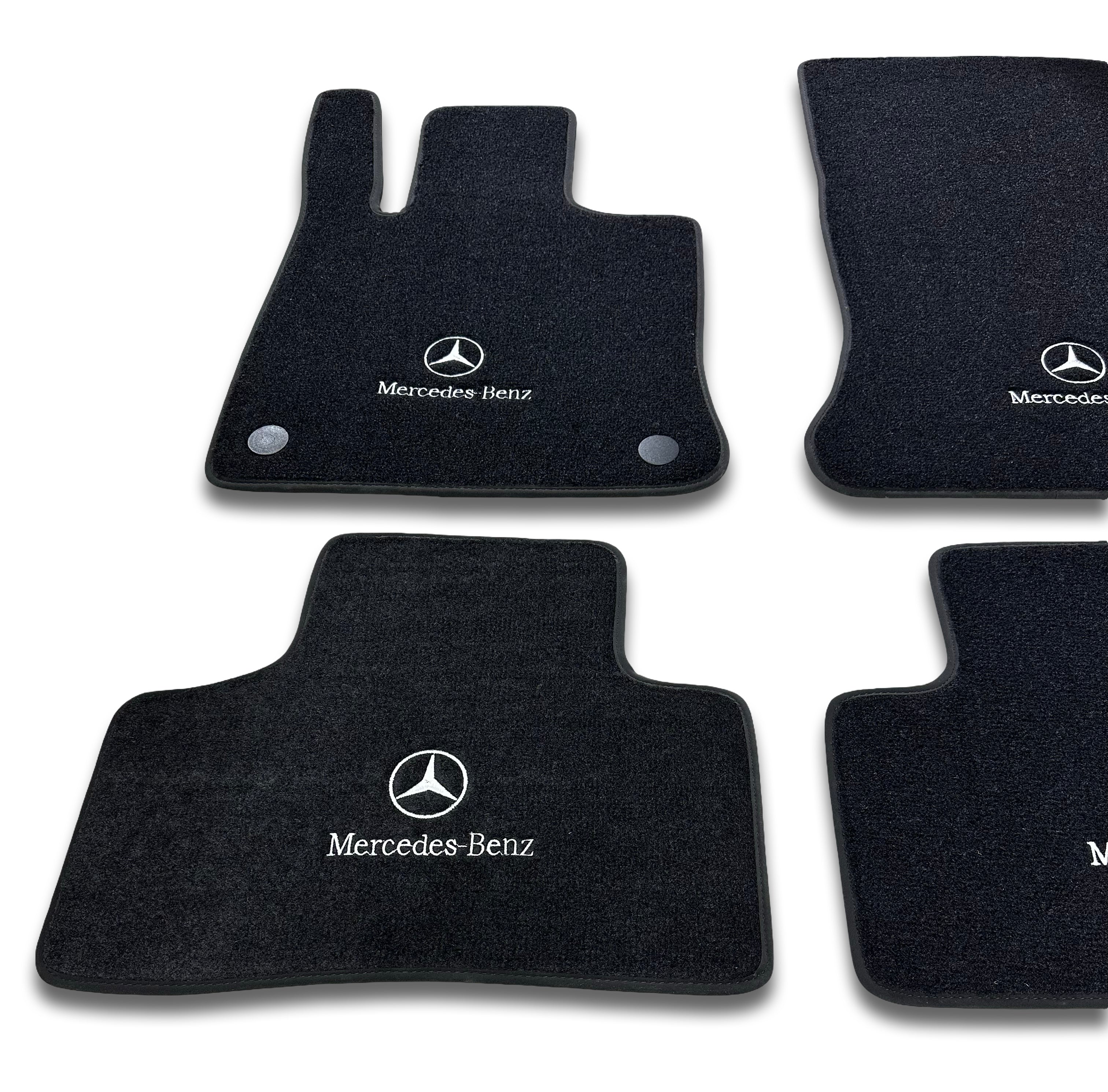 MERCEDES-BENZ Tappetini per auto di lusso | Adatti per modelli serie A-B-C-CL-E-EQ-S-SL-G-GL-ML-MAYBACH-R-AMG | Bordo rosso e logo