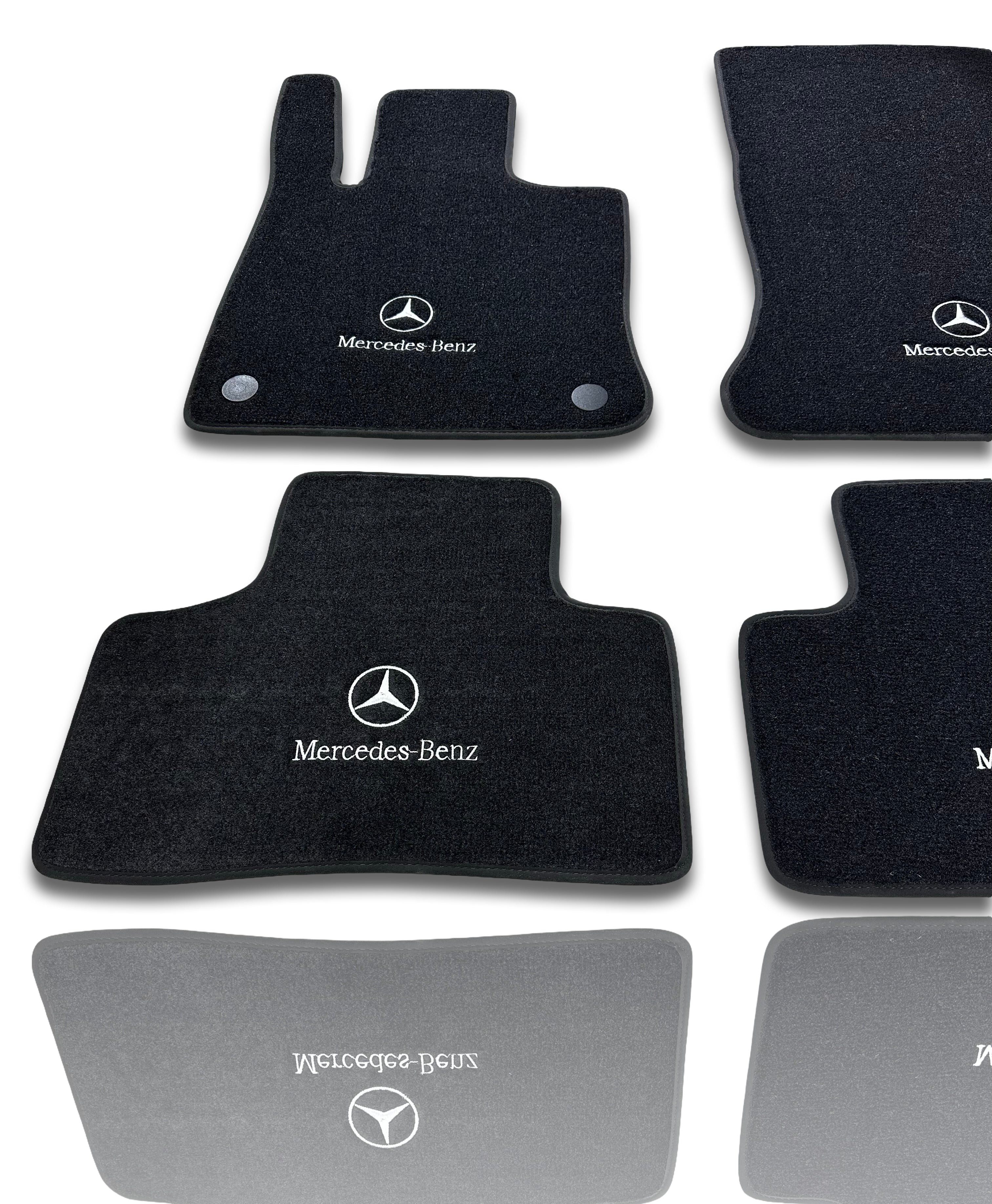 MERCEDES-BENZ Tappetini per auto di lusso | Adatti per modelli serie A-B-C-CL-E-EQ-S-SL-G-GL-ML-MAYBACH-R-AMG | Bordo rosso e logo