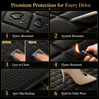 Tappetini auto in pelle di lusso compatibili con i modelli AUDI | Adatti ai modelli A1, A2, A3, A4, A5, A6, A7, A8, Q2, Q3, Q4 e-tron, Q5, Q6 e-tron, Q7, Q8, Q8 e-tron, e-tron GT, TT, R8, Allroad, S, RS | Pelle nera e cuciture rosse