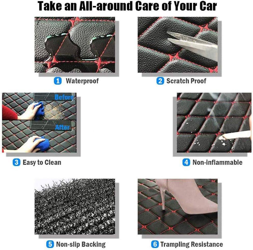 AUDİ Leather Luxury Car Floor Mats | Fits A1-A3-A4-A5-A6-A7-A8-Q2-Q3-Q4-Q5-Q7-Q8-S-RS-TT-R8-E Tron Models | Black Leather & Red Stitch