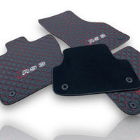 AUDİ A3 / S3 / RS3 Leather Premium Luxury Car Floor Mat Set Black And Red Stitch