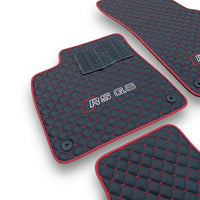 AUDİ Q8 / SQ / RSQ8 2018 And Later Leather Premium Luxury Car Floor Mat Set Black And Red Stitch