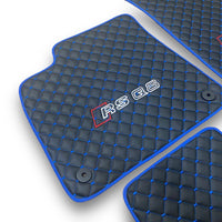 AUDİ Q8 / SQ / RSQ8 2018 And Later Leather Premium Luxury Car Floor Mat Set Black And Blue Stitch