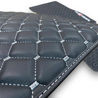 AUDİ e-tron GT 2020 + Leather Premium Luxury Car Floor Mat Set Black And White Stitch